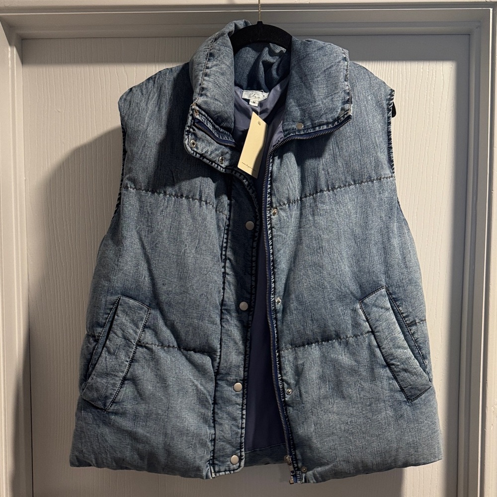 Elan Demin Puffer Vest Light Blue Jacket - Picture 3 of 5